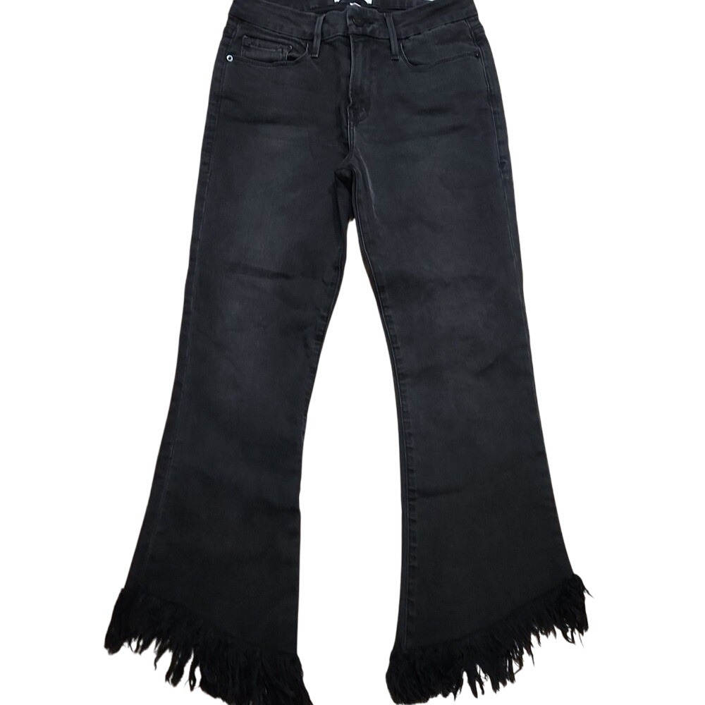 FRAME Denim Le Crop Mini Boot Extra Fringe Frayed Hem Faded Mid Rise Size 26